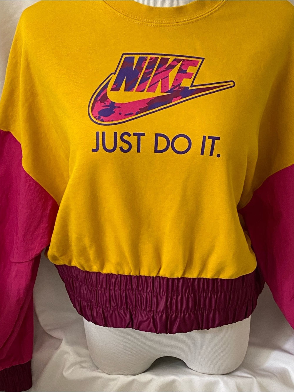 Vintage Retro Nike Just Do It Colorblock Fleece Crop Crewneck (M) - Picture 5 of 7